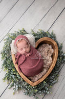 Lace edge NB bonnet alpaca with matching wrap cream or brown Newborn Baby photo props knitted ties