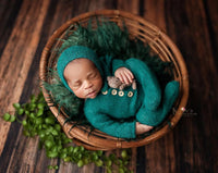 Knit footed romper + sleepy hat Newborn photo prop newborn boy girl props