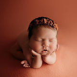 mini rustic bows headband photo prop RTS girl photography headpiece rustic OOAK rusty orange autumn jute rustic headband