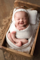 Extra long wrap Soft alpaca knit bonnet minty green with matching XL knit wrap set newborn photo prop baby boy or girl airy knit wrap