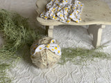 RTS jersey head knot headband photo prop white with yellow flowers RTS girl photography headpiece