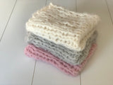 Super fluffy and airy chunky knit blanket layer softest ever Newborn photo props pastel colours blanket basket stuffer