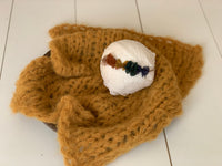 Mustard fuzzy layer and rustic jute rainbow tieback photography prop girl boy autumn winter chunky blanket and headband set